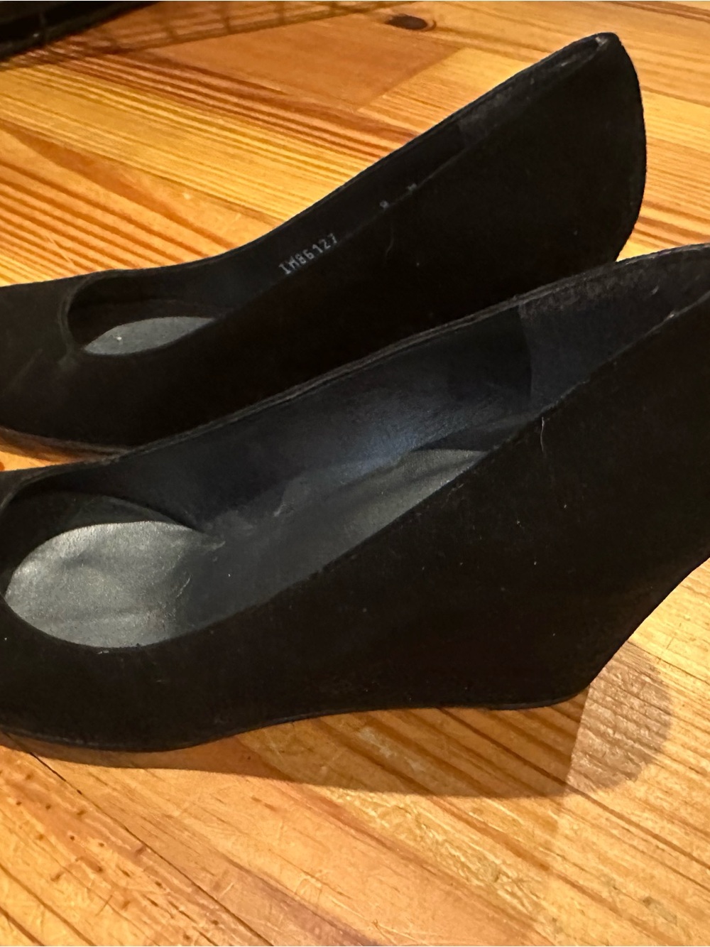 Stuart Weitzman Black Suede Wedge Pumps